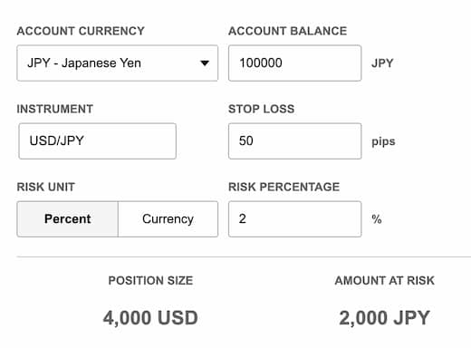 ポジションサイズ計算機